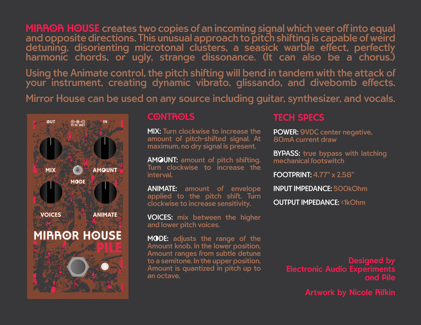 Mirror House Pedal (2025 acid-etched design)